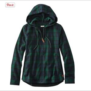 L.L. Bean Women's Scotch Plaid Flannel Shirt, Relaxed Zip Hoodie - Medium